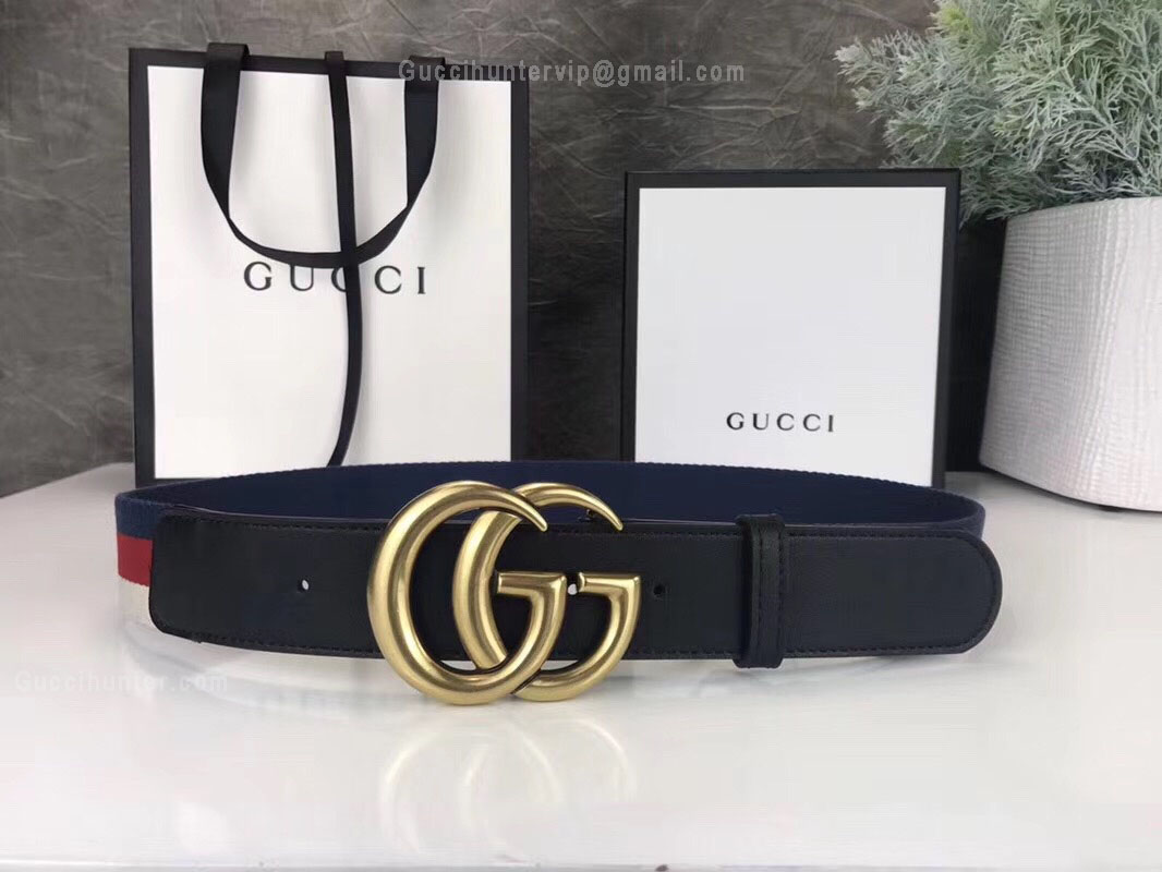 Gucci Sylvie Web Belt With Double G Buckle Black 40mm